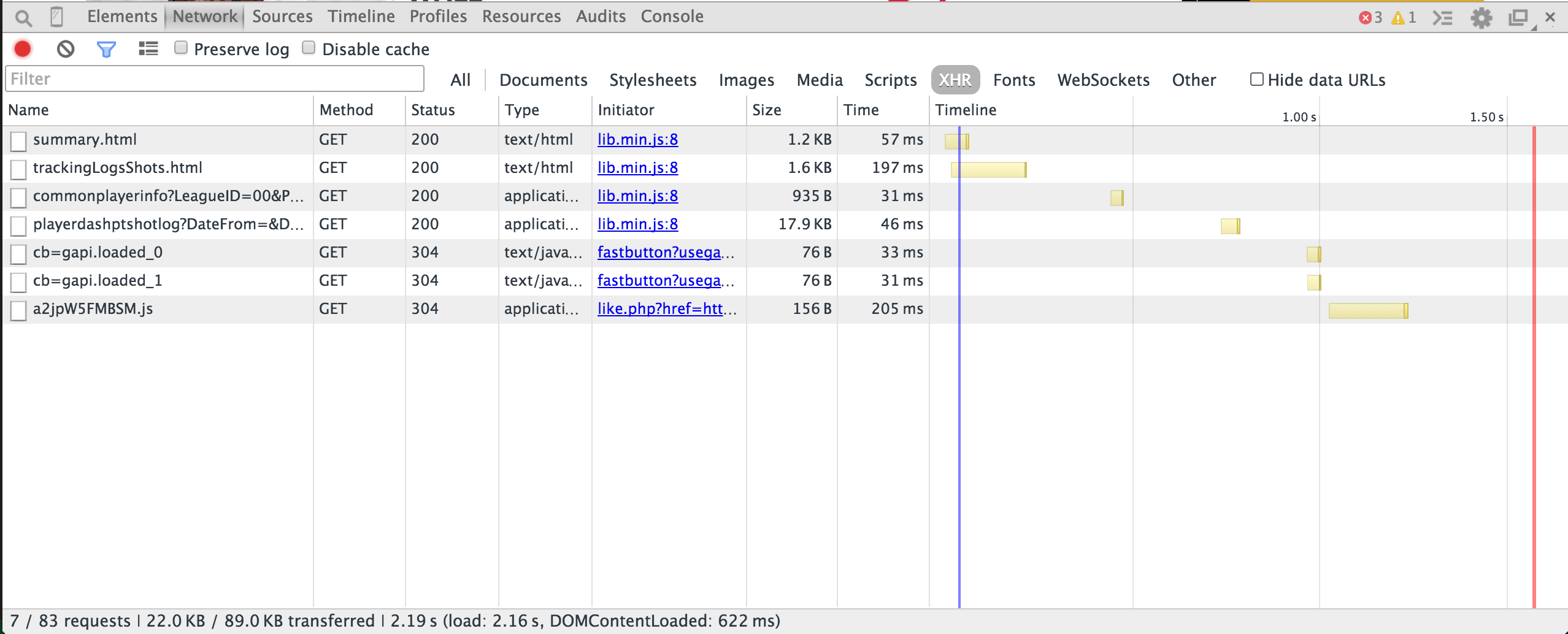 XHR requests example